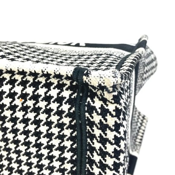 Auth Dior M1296ZTQT_M911 Houndstooth Book Tote Medium Logo Shoulder Bag Tote Bag - Picture 10 of 14